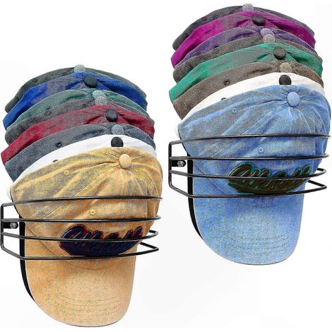 Support mural et porte, lot de 2 porte-casquettes en métal noir, organiseur robuste pour casquettes de baseball, capacité 30 casquettes, crochets durables pour rangement mural. (1/5)