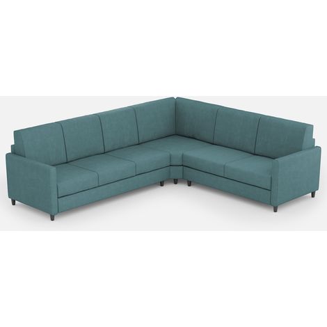 Canapé d'angle moderne italien tissu bleu pétrole Korane - 5 tailles 281x221 cm-Taille 281x221 cm (1/5)