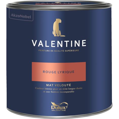 Dulux Valentine Peinture intérieure de haute qualité - Valentine - Couleur intense & pouvoir couvrant élevé - Mat Velouté Rouge Lyrique 2 L