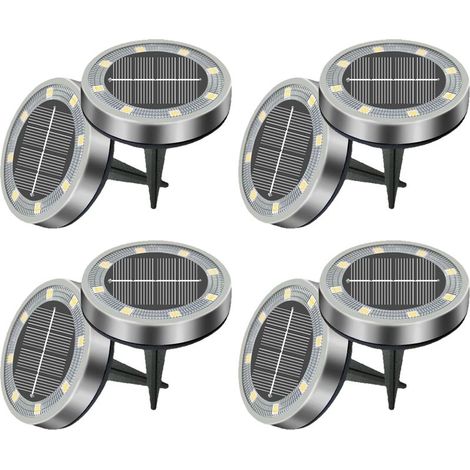 Set de 8/12/18 Bornes Solaires de Jardin - 8 LEDs Blanc Froid Étanches - Décoration pour Pelouse, Allée, Allée (1/5)
