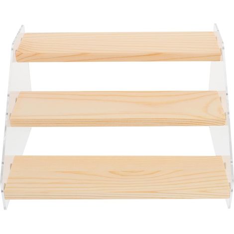 Présentoir commercial à 3 niveaux, organisateur en bois et acrylique, (1/5)