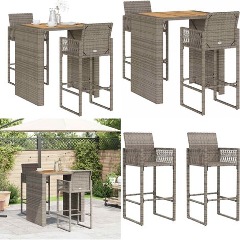 vidaXL Ensemble de bar de jardin 3 pcs sans coussins gris poly rotin (1/5)