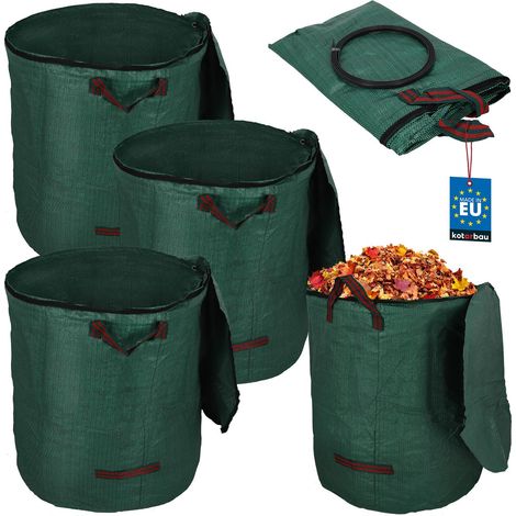 Cesto da giardino KOTARBAU® per foglie ed erba, rotondo, pieghevole, con chiusura a cerniera, 272 L, set da 3