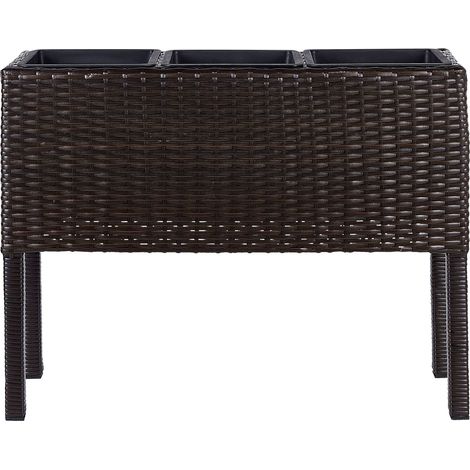 Blumentopf mit Beinen CARAGANA Polyrattan 77 cm Dunkelbraun