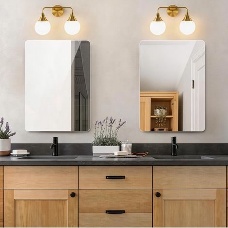 Specchio da bagno 80x60 cm in vetro argentato senza cornice, reversibile – MEUBLIV (1/5)