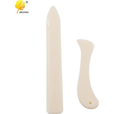 Ouvre-lettres en plastique, grattoir imitation os de bœuf, couteau origami en plastique couleur os (à faire soi-même), ensemble de 2 outils pliables (1/5)
