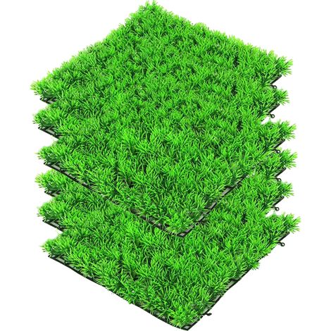 Lot de 6 gazons artificiels pour aquarium, plantes vertes décoratives pour aquarium, 25 x 25 cm (1/5)
