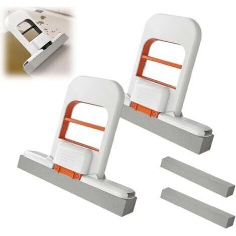 Lot de 2 mini serpillères de bureau pliables - Outil de nettoyage auto-pressant - Mini éponge de nettoyage portable - Système de nettoyage humide et sec (1/4)