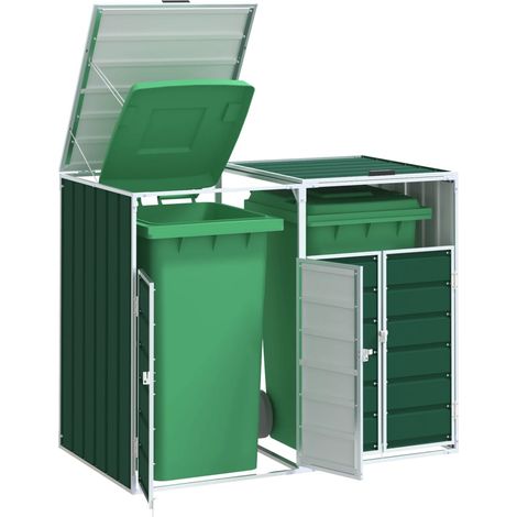 Mülltonnenbox für 2 Tonnen Grün 144x81x113 cm Stahl