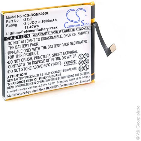 NX - Batterie téléphone, smartphone, GSM pour BQ 3.8V 3000mAh - 3120 (1/3)