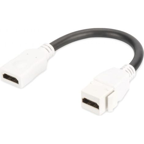 Módulo HDMI Keystone con cable de 12 cm, conector hembra/hembra para enchufes y paneles ciegos, blanco DN-93403