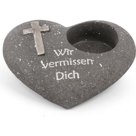 Novaliv Dekoobjekt 20279-1x Grabschmuck Herz Anthrazit (1/4)