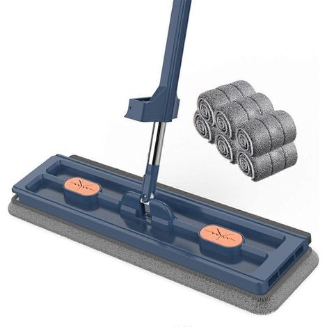 Balai-serpillère rotatif en microfibre pour le nettoyage des sols, bleu marine-- (1/5)