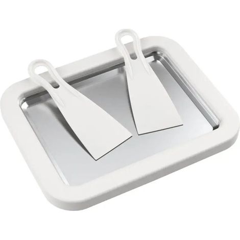 Macchina per gelato con due raschietti. Vassoio per la preparazione del gelato. Macchina per coni gelato e gelato. (1/4)