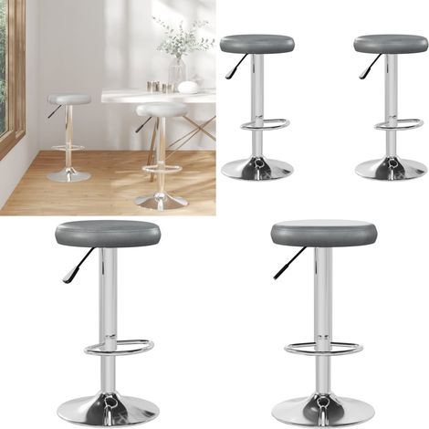 Tabourets de bar lot de 2 gris similicuir - Tabouret De Bar - Tabourets De Comptoir - Chaises De Bar - Siège Ajustable - Repose-pieds Intégré - Home & Living (1/5)