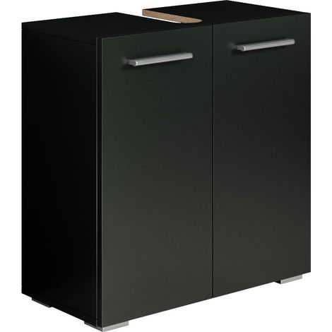 Badplaats Mobile Sottolavabo Jupiter 60 x 30 x 60 cm – Nero Opaco – Mobile Bagno – Mobile a Terra (1/5)