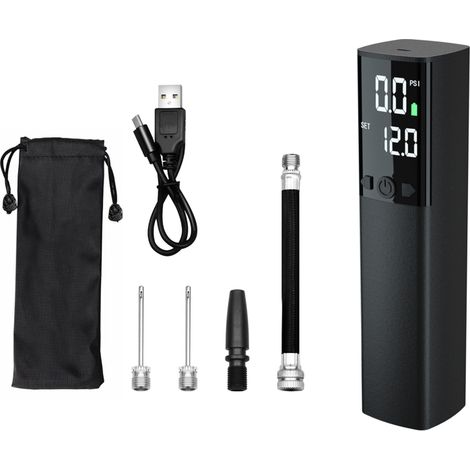 Tragbare elektrische Luftpumpe mit LCD-Anzeige und LED-Licht, 12 PSI, für Basketbälle, Fußbälle, Volleybälle — (12 PSI)