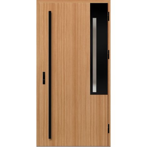 Porte d'entrée en acier avec cadre en aluminium FRYBURG 1 pin 90200 -100200 cm - Poussant: Gauche - Dimensions: 100 cm - Bâton de maréchal: Sans