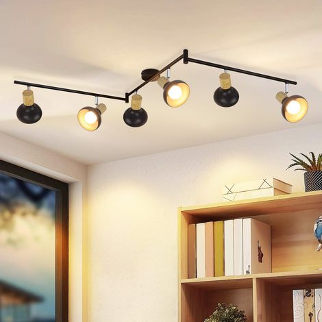 ZMH Plafonnier Vintage 6 Spots de Plafond Couloir - Plafonnier d'intérieur Spot à 6 Ampoules avec Industriels Pivotants en Fer Noir Lampe de Couloir E14 pour Salon d'hôtel (sans Ampoule) (1/5)