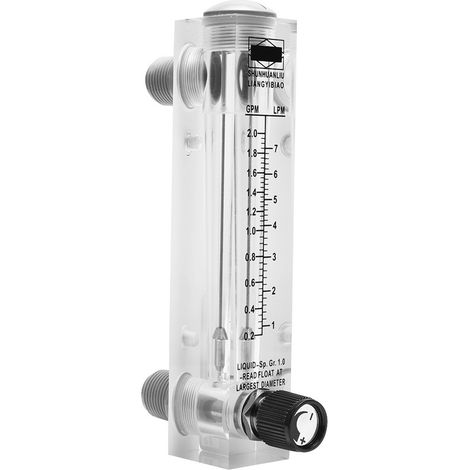 Débitmètre de liquide LZM-15T à panneau de réglage en plexiglas acrylique, 0,2 à 2 GPM, G1/4'' G1/2'' (1/5)