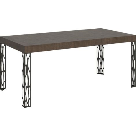 Table à manger rectangulaire 180 cm bois foncé et pieds métal gris foncé Gisa (1/5)