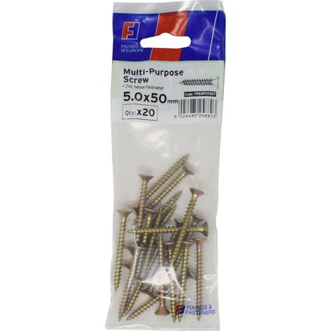 ForgeFix FPKMPS550Y Multi-Purpose Pozi Screw CSK ST ZYP 5.0 x 50mm ForgePack 20