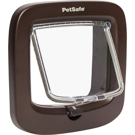 PETSAFE KATZENKLAPPE MIT MANUELLER VERRIEGELUNG, 4 VERSCHLUSS-OPTIONEN, REDUZIERT ZUGLUFT, FÜR HAUSTIERE BIS 7 KG, BRAUN