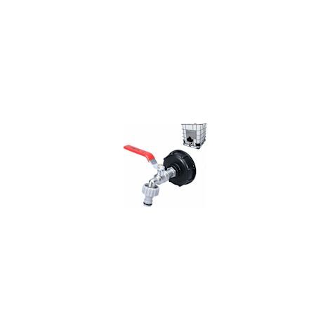 Wasserhahn für 1000-Liter-Tanks, S60x6-Adapter für IBC-Container, Gartenhahn zur Regenwassernutzung. Kunststoff, 1/2-Zoll-Anschluss. (1/5)