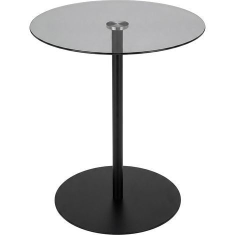 Metall Beistelltisch rund mit Glasplatte - 43 x 40 cm - Couchtisch im Modernen Bistrotisch Design