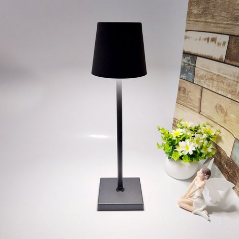 Lampe de table LED sans fil rechargeable, batterie moderne 5000 mAh, idéale pour l'extérieur (terrasse, restaurant) - Noir - RAPANDA (1/5)