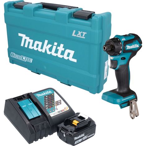 Trapano avvitatore a batteria Makita DDF 083 RF1K 18 V 40 Nm 1/4" brushless + 1 batteria da 3,0 Ah + caricabatterie + valigetta (1/5)