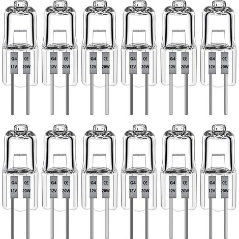 Lot de 12 Ampoule G4 20W 12V Halogène Dimmable Blanc Chaud 2700K Pour Lustre Cuisine