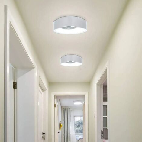 NALOOKAMIC  Plafonnier LED à Détecteur de Mouvement, Lampe de Plafond Intérieure Super Lumineuse à Piles, pour Grenier, Buanderie, Garage, Couloir, Escalier, 19cm 300LM Lumière du Jour