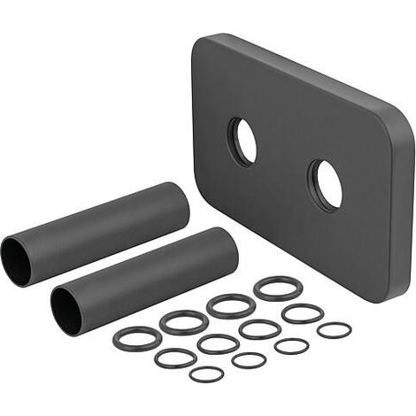 Set de rosaces doubles et d’habillage noir, longueur de tube 70 mm
