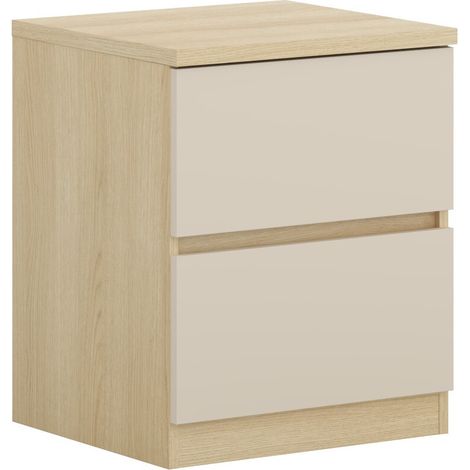 Mesilla de noche Nolcala 108, Roble + Beige, Número de cajones: 0, Número de puertas: 0, 56x45x42cm, Aglomerado laminado