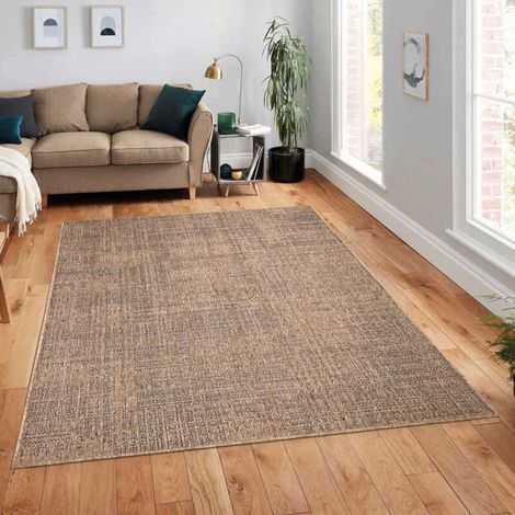 Paco Home Tapis Exterieur Terrasse Salon Cuisine Lavable En Machine Motif Boho Uni 80x150 cm, Beige 3 (1/5)