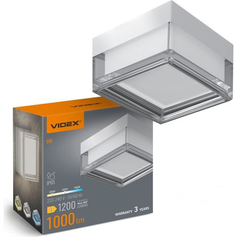 Applique plafonnier LED carré blanc 9W IP65 Videx VL-BHD02-09CWW