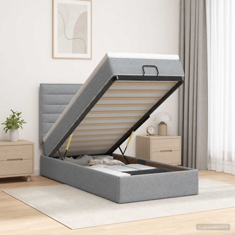 vidaXL Cama tipo otomana con colchón y LED Gris Claro 80 x 200 cm Tela (1/5)