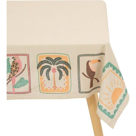 Nappe Imprimé "Tropical" 140x240cm Beige Lin