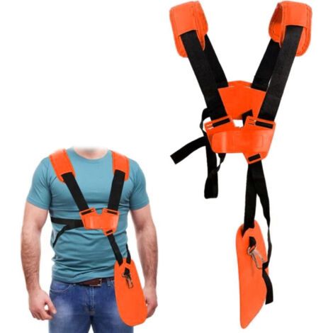 2 pcs Tondeuse à Harnais Double épaule avec Ceinture de Nylon Durable Adjuestable pour Débroussailleuse ou Gardenning (pour STIHL FS,Taille-Bordures série km) Orange (1/5)