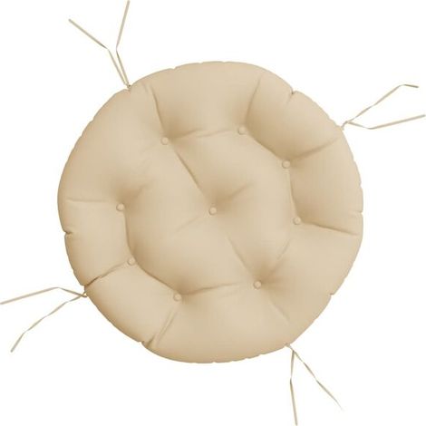 Coussin rond beige, 60 cm de diamètre et 11 cm de hauteur, en tissu Oxford. (1/5)