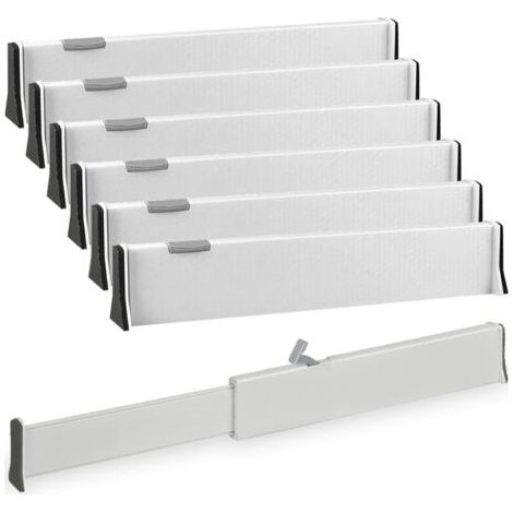 Lot de 6 Separateur de Tiroirs Cuisine Extensible 37.8-54 CM H-6CM Plastique Separateur Tiroirs Vetement Cuisine Ajustable, Organisateur de Tiroir Cuisine Pour Couvert, Commode, Bureau