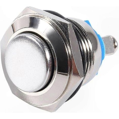 12V 16mm wasserdichter Metall-Drucktaster, Momentan-Ein/Aus-Schalter für Hupe, Ersatz mit automatischer Rückstellung, Silber (1/5)