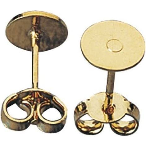 RAYHER - 4 PEZZI - ORECCHINI PER LOBO CON PIASTRINE Ø6MM - SENZA NICHEL COLORE ORO