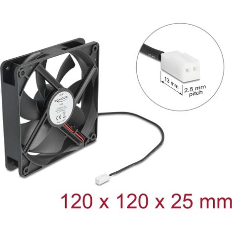 Delock Ventilador axial de 5 V de corriente continua, 120 x 120 x 25 mm negro