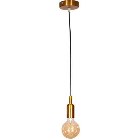 Kit de Suspension pavillon métal bronze, câble tissu bleu marine long. 3m, douille E27 finition bronze - Tibelec
