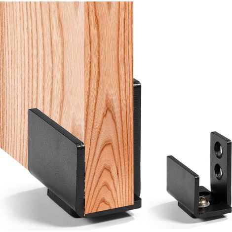 GARRYFIZH Porte coulissante de grange, guide au sol robuste et facile à installer, porte noire pour quincaillerie inférieure Home (1/5)