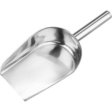 EASYCOMFORT Cuillère en acier inoxydable - Pelle à bouche ronde - Idéale pour les haricots, les grains, la glace, la farine - Outil de cuisine - Couleur : Argent (1/5)