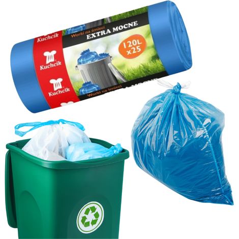 Sacchi per la spazzatura Kuchcik extra resistenti, 120 litri, 25 pezzi