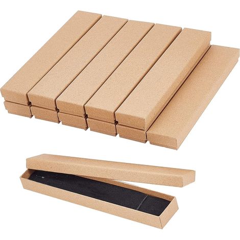 12 Pcs Boîtes en Carton Kraft, Boîtes-Cadeaux en Papier Boîte à Bijoux Carton Boîtes à Colliers pour la Fête De Mariage Anniversaires, Tan, 21 × 4 × 2cm (1/5)